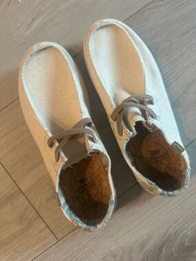 Sanuk Beige Canvas sidewalk surfer light Lace-Up Flats